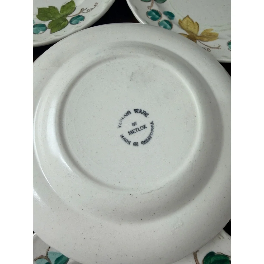 VTG Metlox Vernon Ware Vineyard Pottery‎ Salad Plates Set 6
